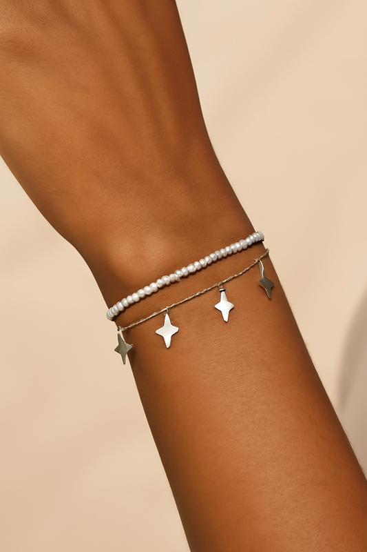 Double Layer Star Charms Adjustable Tennis Bracelet