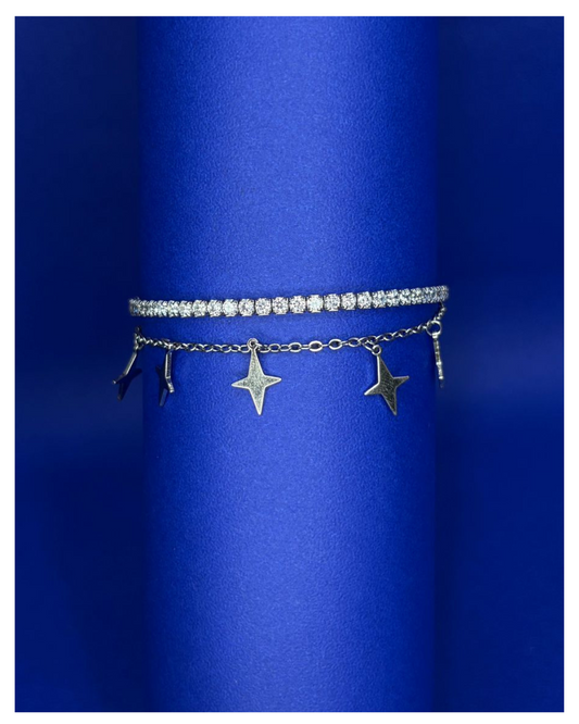 Double Layer Star Charms Adjustable Tennis Bracelet