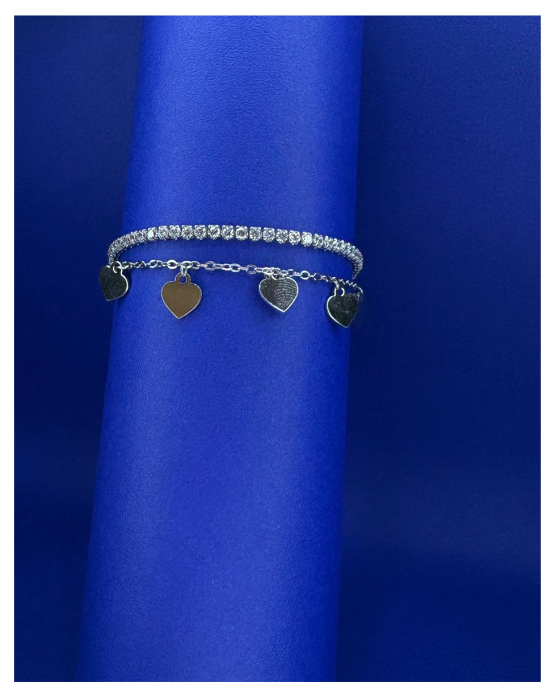 Double Layer Heart Charms Adjustable Tennis Bracelet