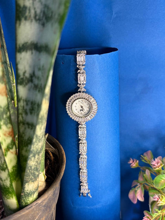 PRISHI 925 Silver Cz Diamond Watch